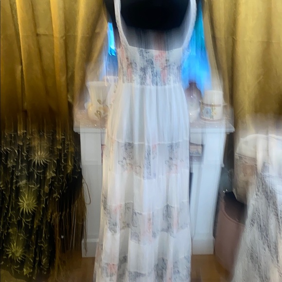 Vintage 90’s Floral White -crochet trim- cotton- Bohemian Maxi Dress - festival - Picture 11 of 15